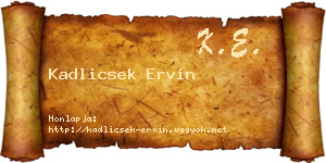 Kadlicsek Ervin névjegykártya